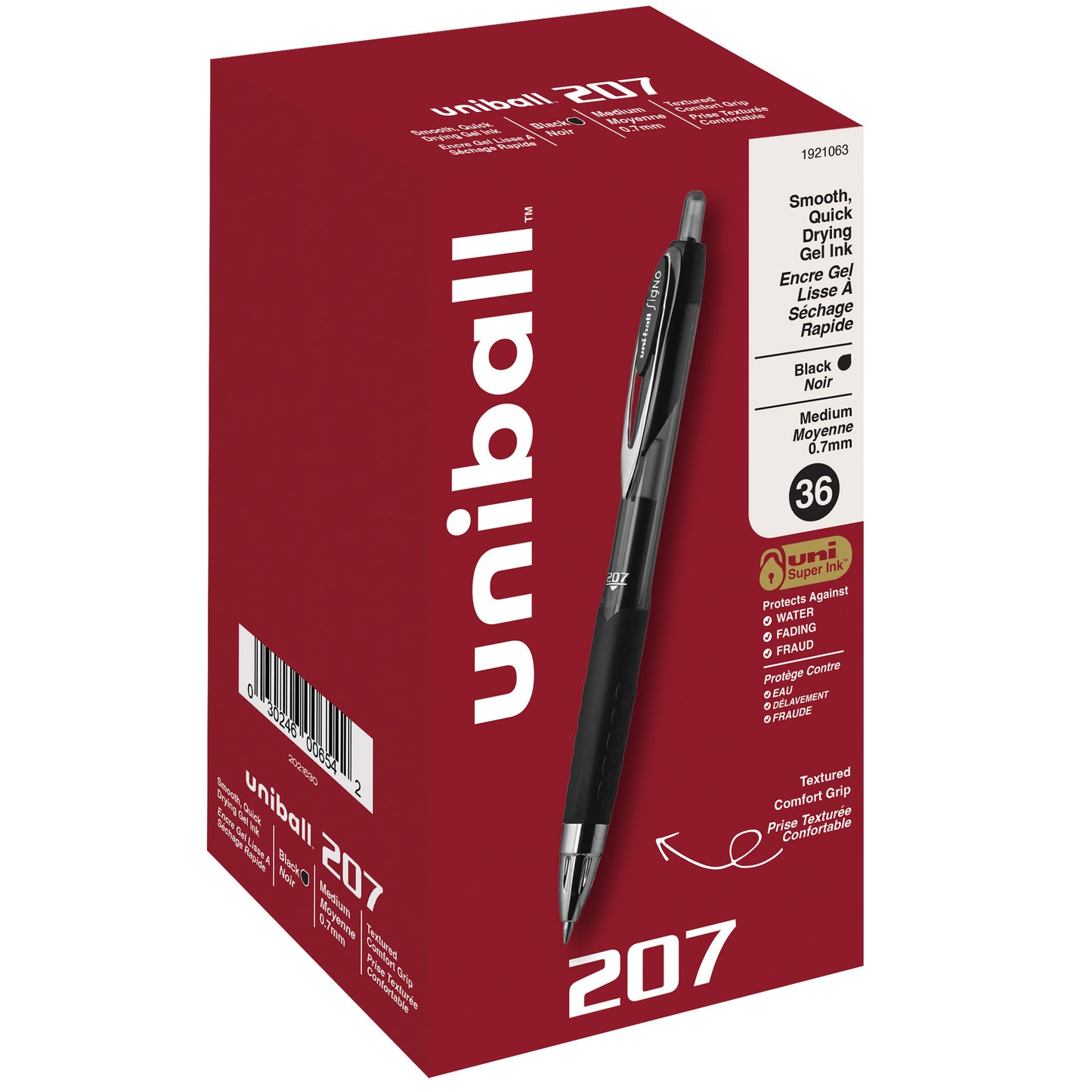 uniball™ 207 Retractable Gel Pens, Medium Point (0.7mm), Black, 36 Pack
