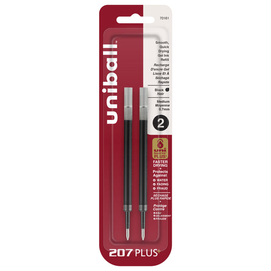 uniball™ 207 Plus+ / 307 Gel Pen Refill, Medium Point (0.7mm), Black, 2 Pack