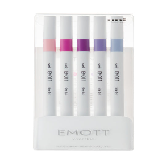 uni® Emott Fine Line Marker Pens, Fine Point (0.4mm), Floral Colors (Set 7), 5 Pack
