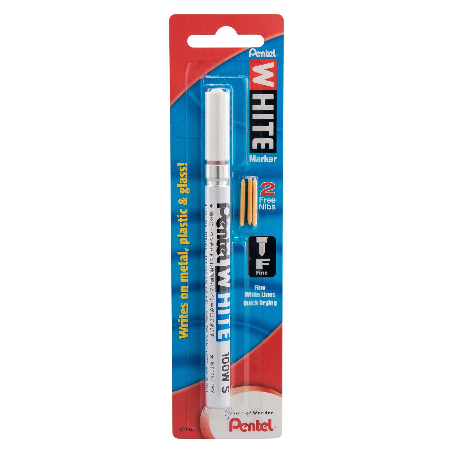 Pentel White Marker Permanent Ink Fine Point 1-Pk (100W-S)