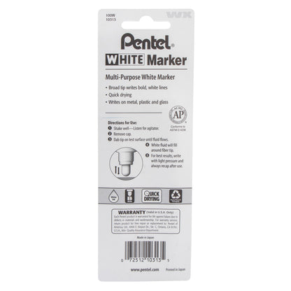 Pentel White Marker Permanent Ink Broad Point 1-Pk (100W)