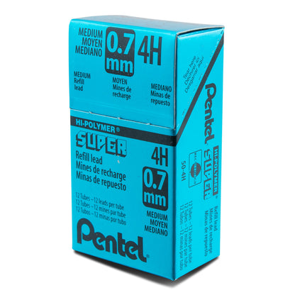 Pentel Super Hi-Polymer Lead Refill (0.7mm) Medium, 4H, 12 pcs/Tube (50-4H)