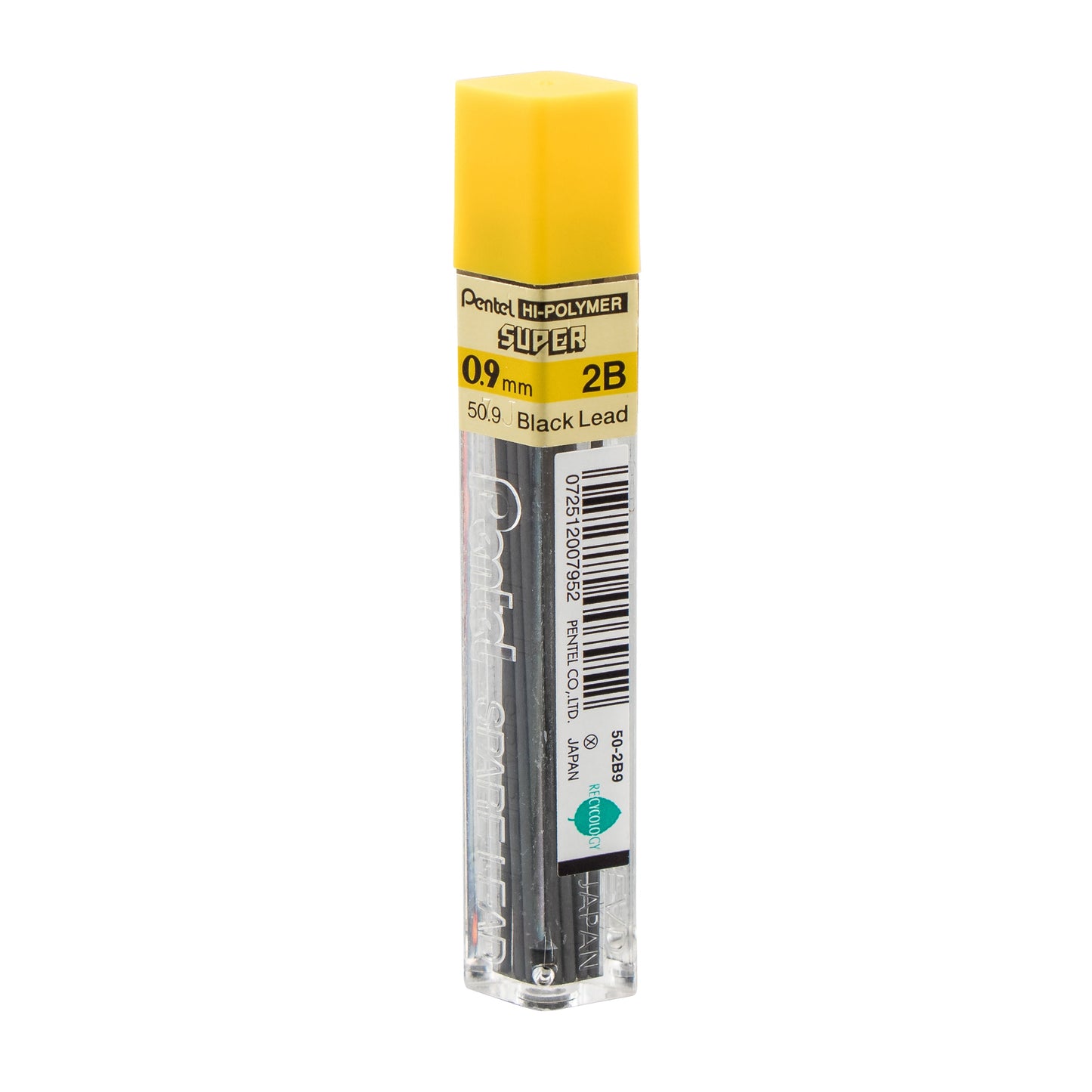 Pentel Super Hi-Polymer Lead Refill (0.9mm) Thick, 2B, 15 pcs/Tube (50-9-2B)
