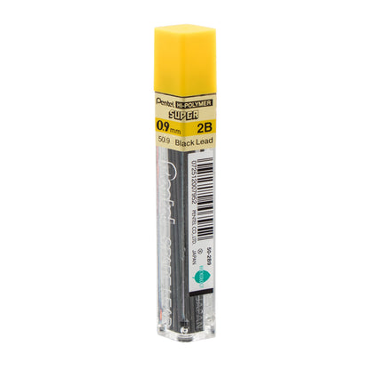 Pentel Super Hi-Polymer Lead Refill (0.9mm) Thick, 2B, 15 pcs/Tube (50-9-2B)