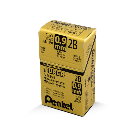 Pentel Super Hi-Polymer Lead Refill (0.9mm) Thick, 2B, 15 pcs/Tube (50-9-2B)