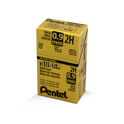 Pentel Super Hi-Polymer Lead Refill (0.9mm) Thick, 2H, 15 pcs/Tube (50-9-2H)
