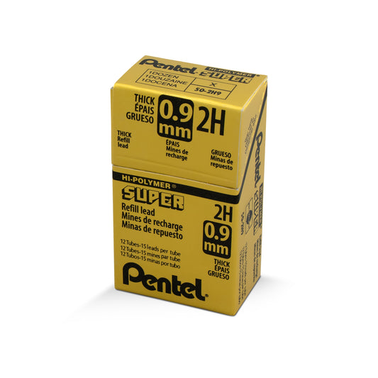 Pentel Super Hi-Polymer Lead Refill (0.9mm) Thick, 2H, 15 pcs/Tube (50-9-2H)