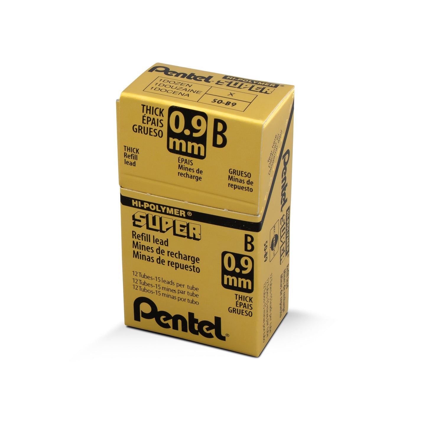 Pentel Super Hi-Polymer Lead Refill (0.9mm) Thick, B, 15 pcs/Tube (50-9-B)