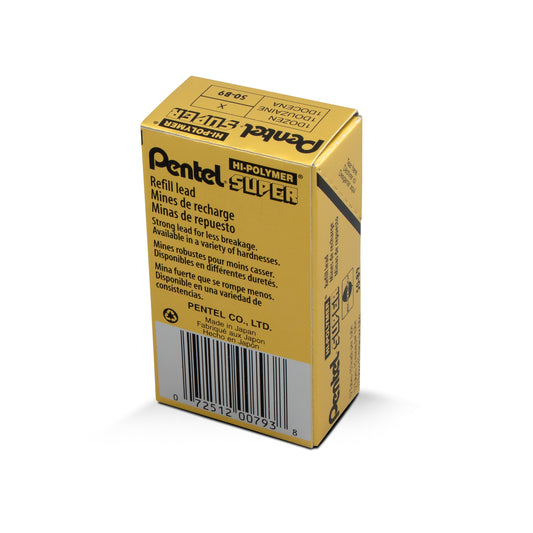 Pentel Super Hi-Polymer Lead Refill (0.9mm) Thick, B, 15 pcs/Tube (50-9-B), 144 Dozen