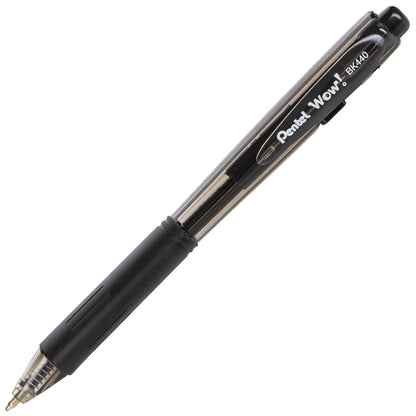 Pentel Wow! Retractable Ballpoint Pen, (1.0mm) Medium Line, NEW Ink, Black Ink (BK440-A)