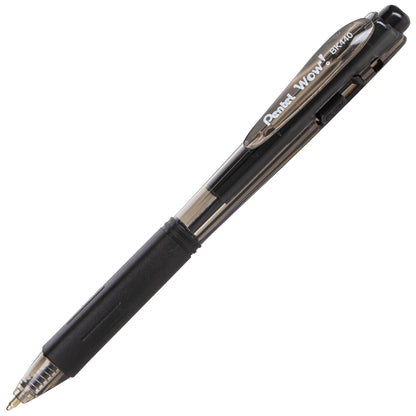 Pentel Wow! Retractable Ballpoint Pen, (1.0mm) Medium Line, NEW Ink, Black Ink (BK440-A)