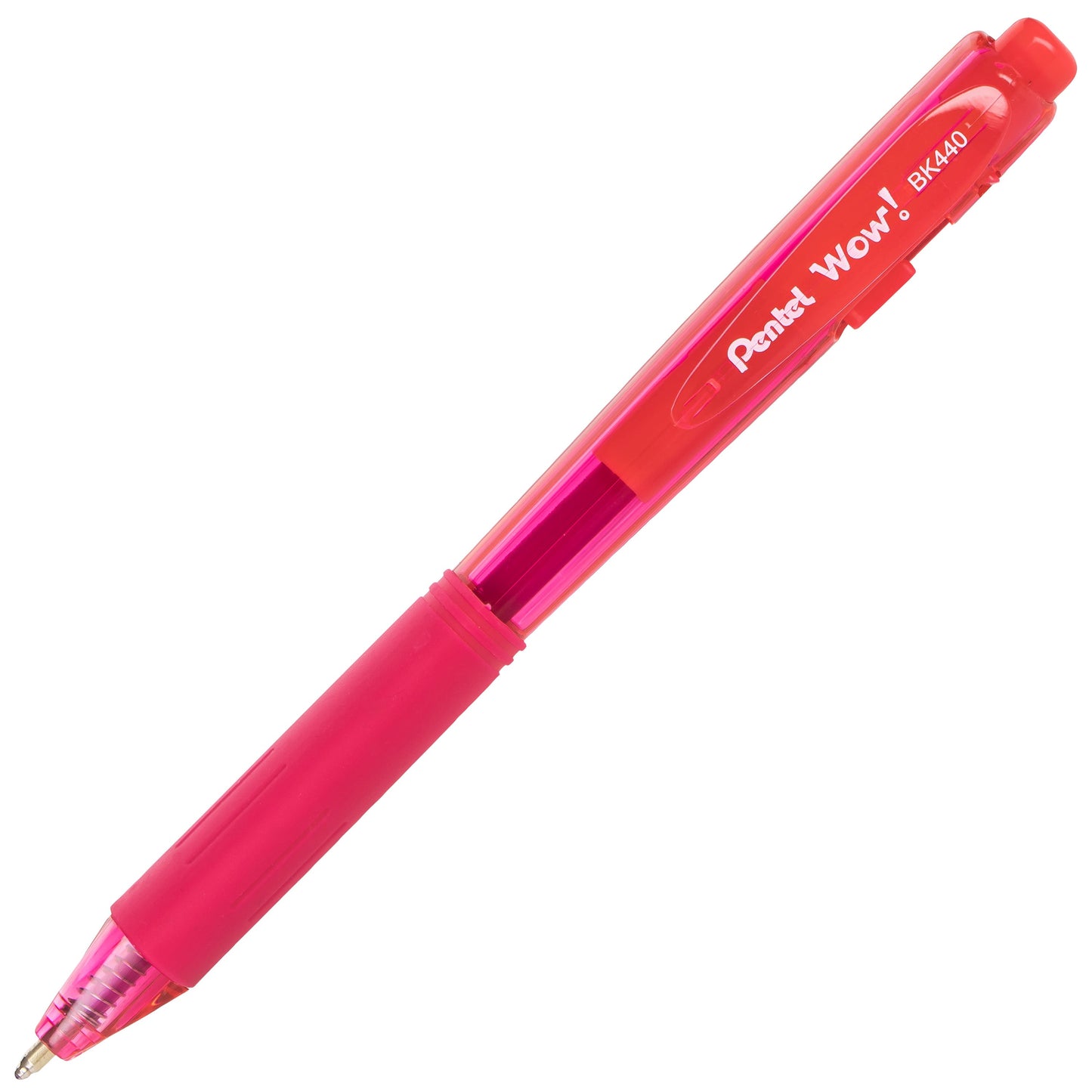 Wow! Retractable Ballpoint Pen, (1.0mm) Medium Line, NEW Ink, Pink Ink (BK440-P)