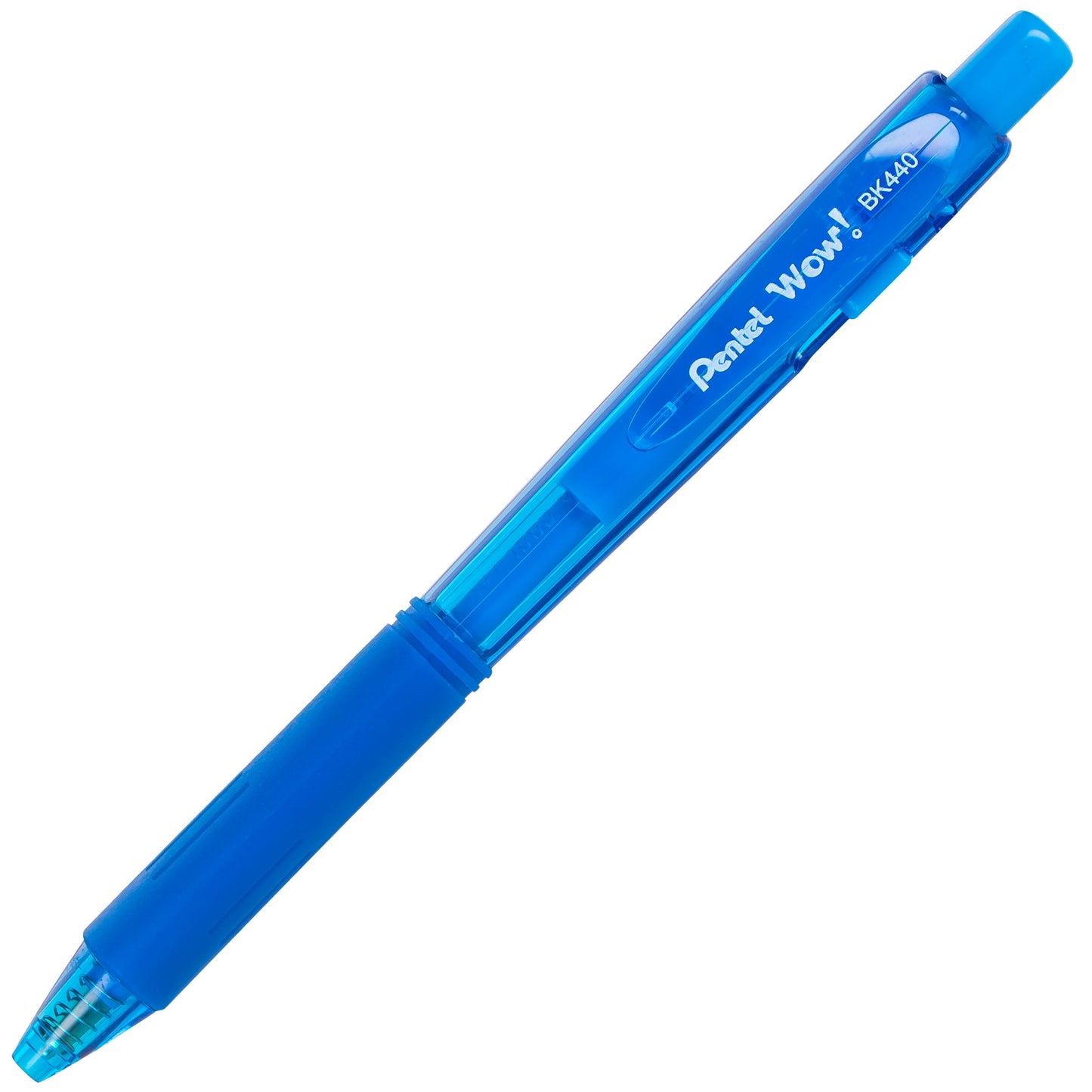 Wow! Retractable Ballpoint Pen, (1.0mm) Medium Line, NEW Ink, Sky Blue Ink (BK440-S)
