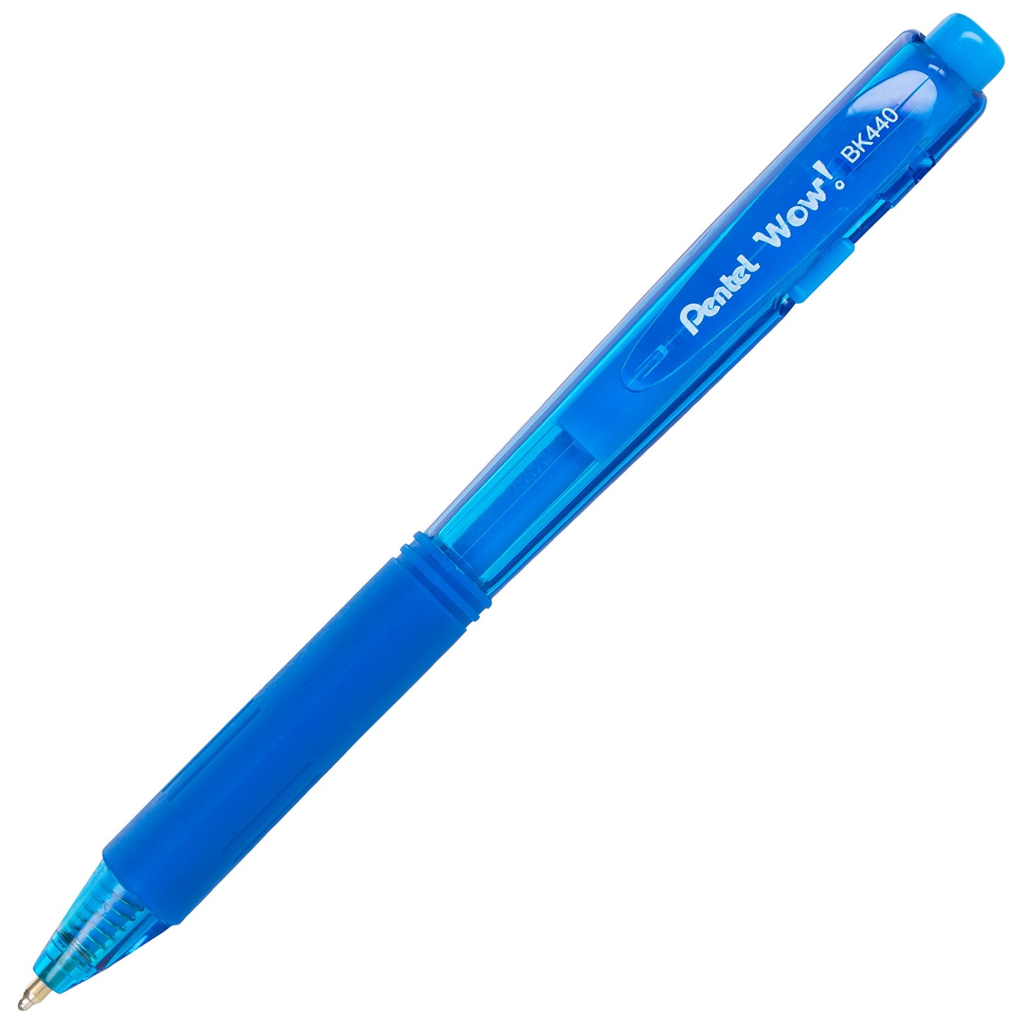 Wow! Retractable Ballpoint Pen, (1.0mm) Medium Line, NEW Ink, Sky Blue Ink (BK440-S)