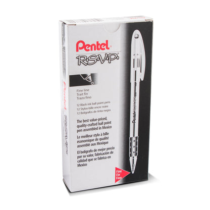 Pentel RSVP Ballpoint Pen, (0.7mm) Fine Line, Black Ink (BK90-A)