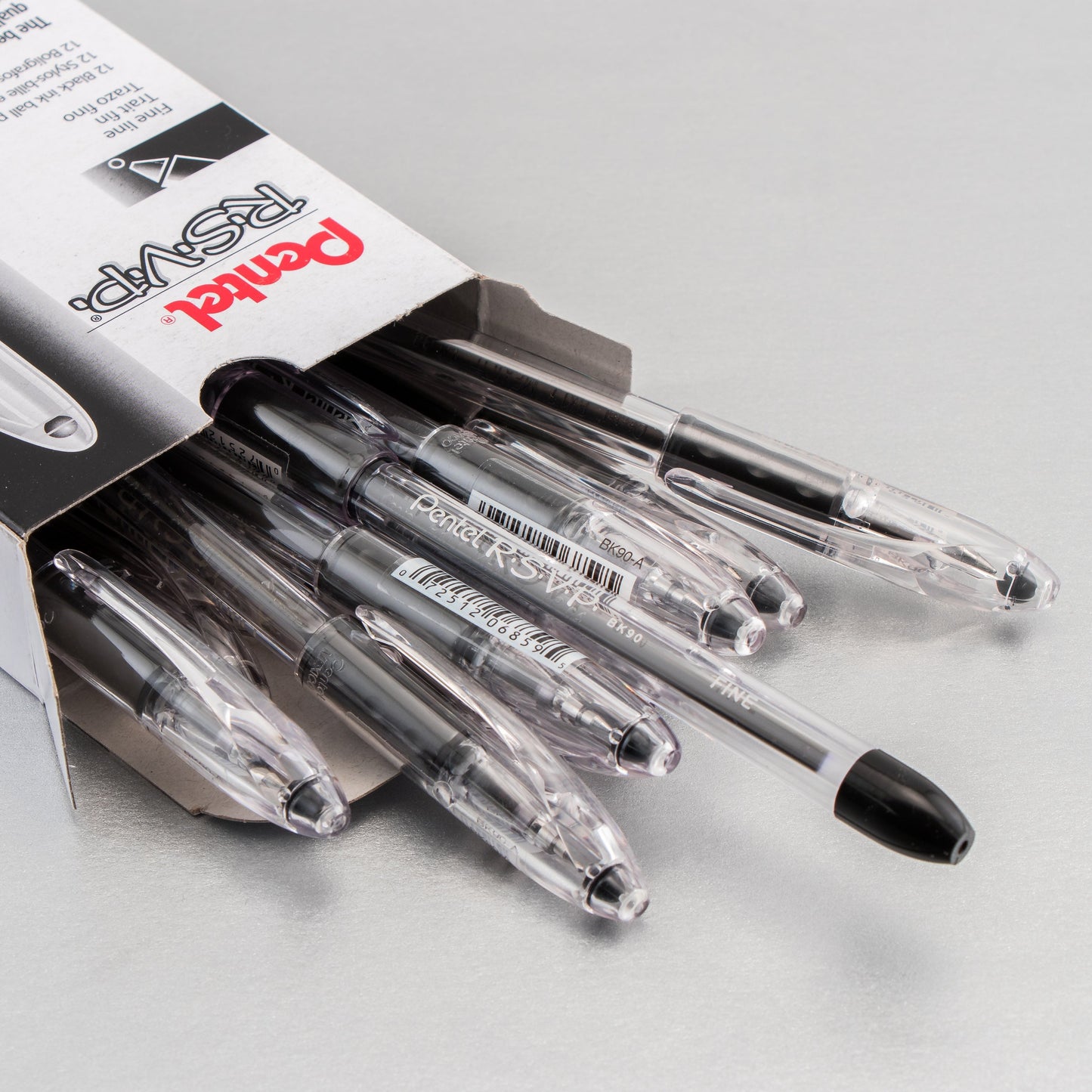 Pentel RSVP Ballpoint Pen, (0.7mm) Fine Line, Black Ink (BK90-A)