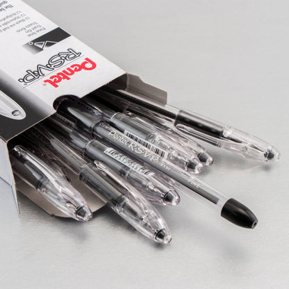 Pentel RSVP Ballpoint Pen, (0.7mm) Fine Line, Black Ink (BK90-A)