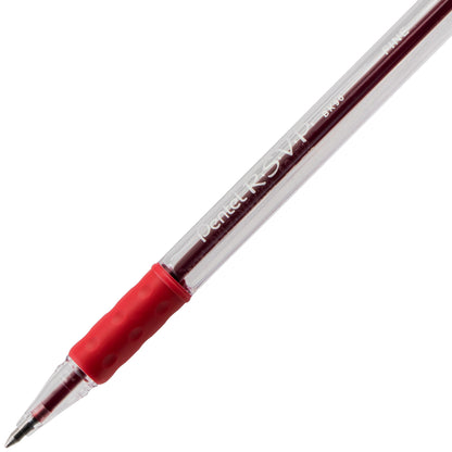 Pentel RSVP Ballpoint Pen, (0.7mm) Fine Line, Red Ink (BK90-B), 48 Dozen
