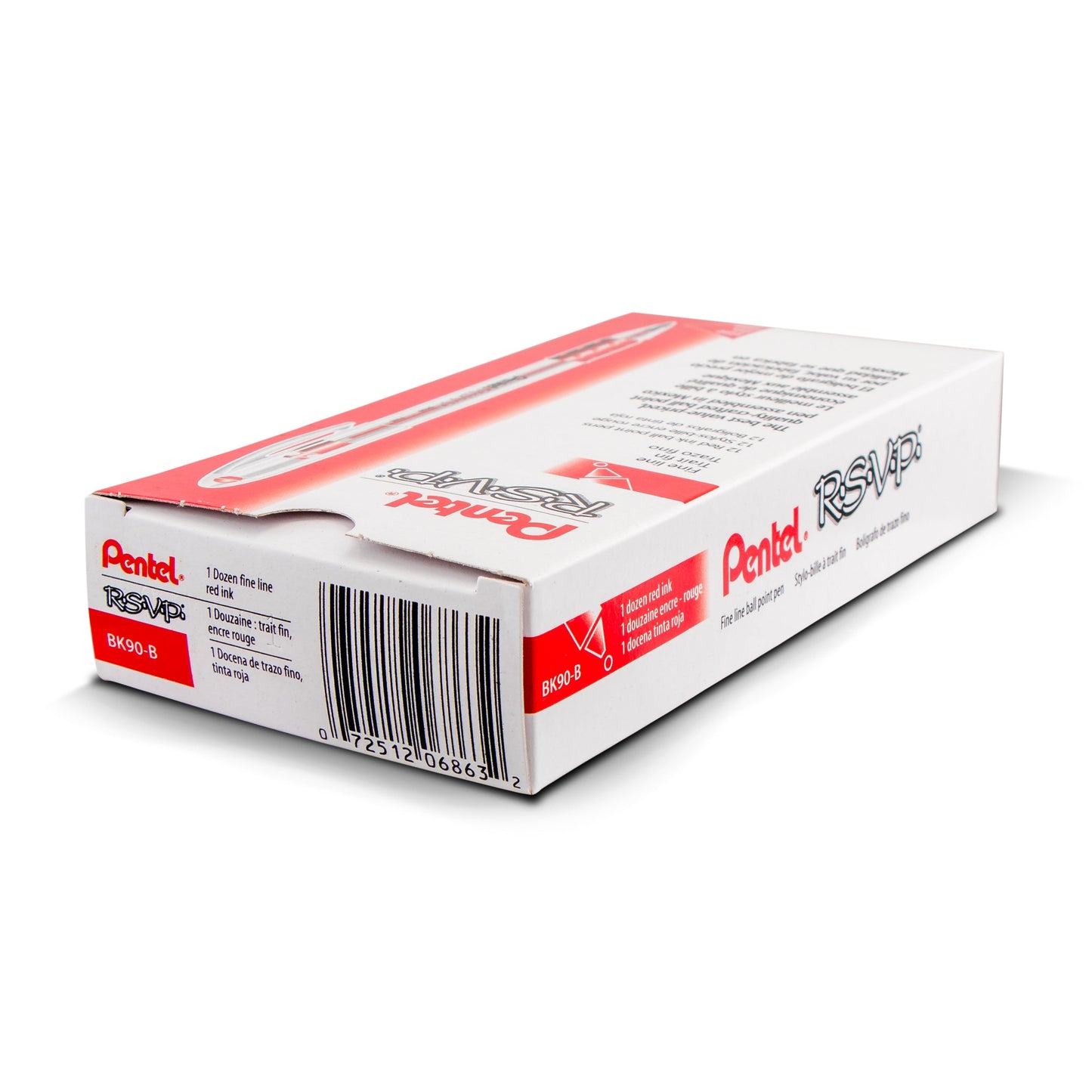 Pentel RSVP Ballpoint Pen, (0.7mm) Fine Line, Red Ink (BK90-B), 48 Dozen