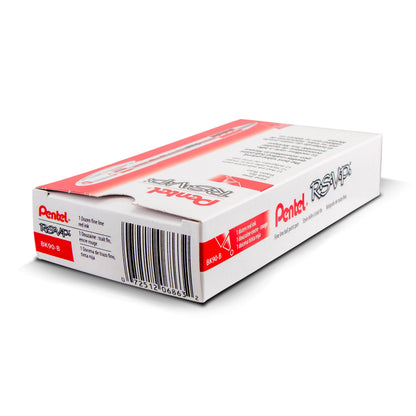 Pentel RSVP Ballpoint Pen, (0.7mm) Fine Line, Red Ink (BK90-B), 48 Dozen