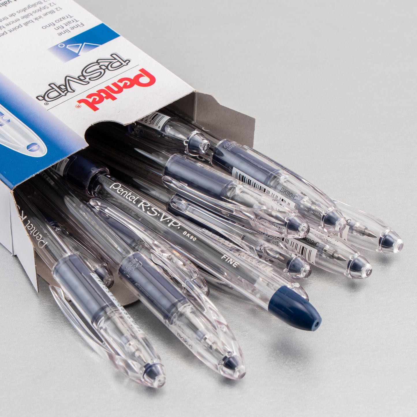 Pentel RSVP Ballpoint Pen, (0.7mm) Fine Line, Blue Ink (BK90-C), 48 Dozen