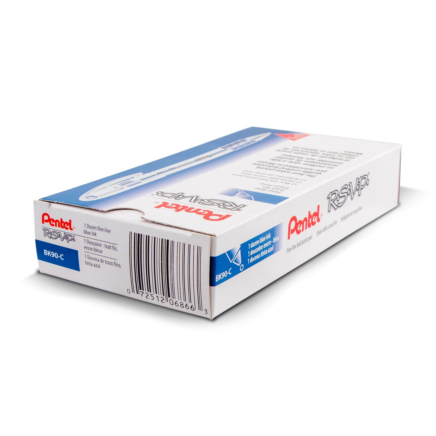 Pentel RSVP Ballpoint Pen, (0.7mm) Fine Line, Blue Ink (BK90-C), 48 Dozen