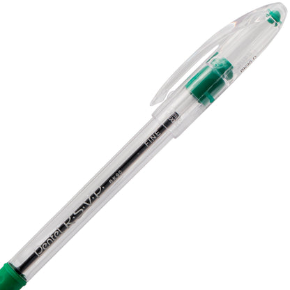 Pentel RSVP Ballpoint Pen, (0.7mm) Fine Line, Green Ink (BK90-D)