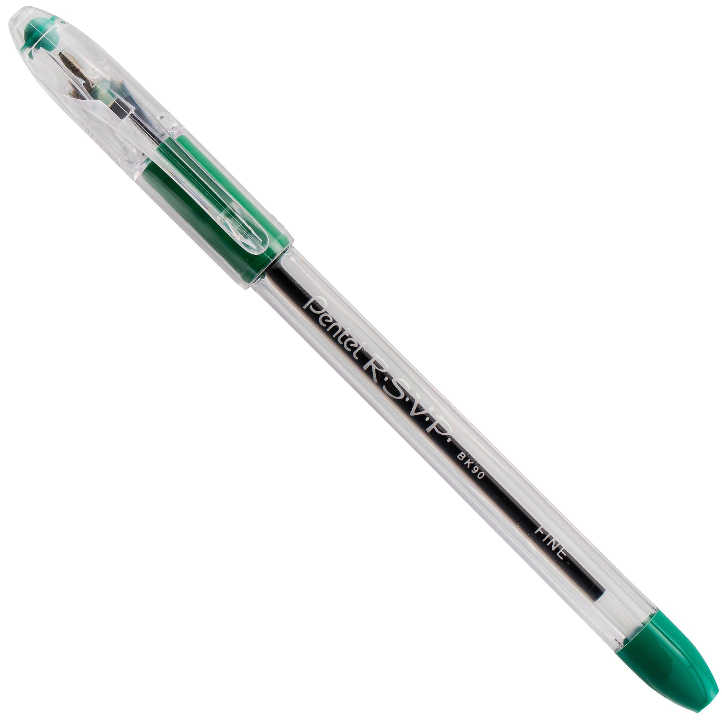 Pentel RSVP Ballpoint Pen, (0.7mm) Fine Line, Green Ink (BK90-D)