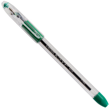Pentel RSVP Ballpoint Pen, (0.7mm) Fine Line, Green Ink (BK90-D)