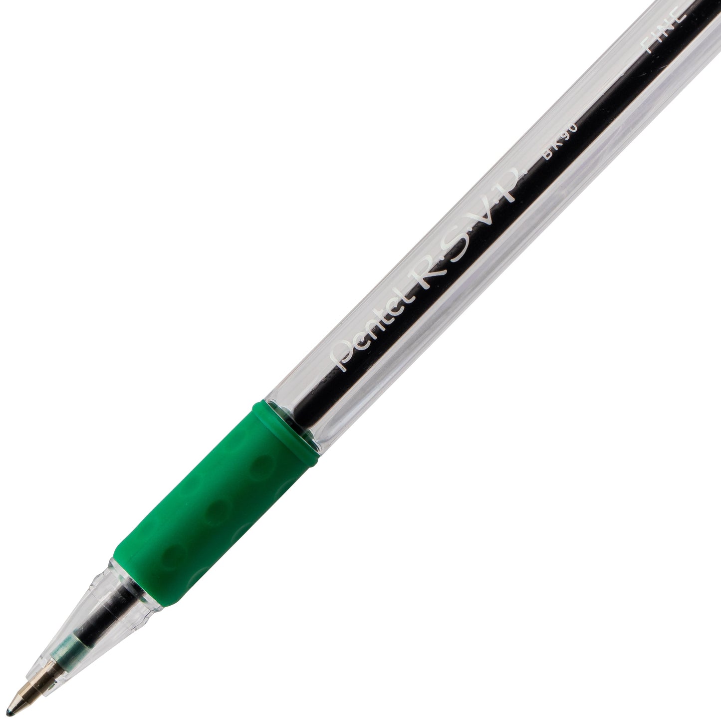 Pentel RSVP Ballpoint Pen, (0.7mm) Fine Line, Green Ink (BK90-D)