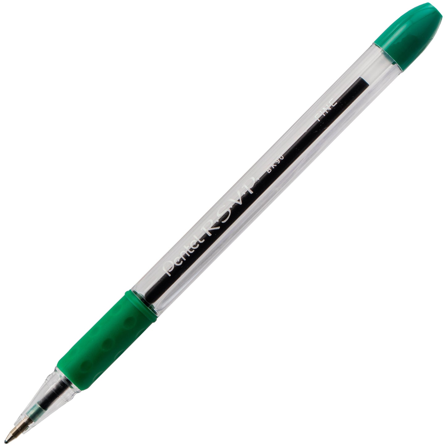 Pentel RSVP Ballpoint Pen, (0.7mm) Fine Line, Green Ink (BK90-D)
