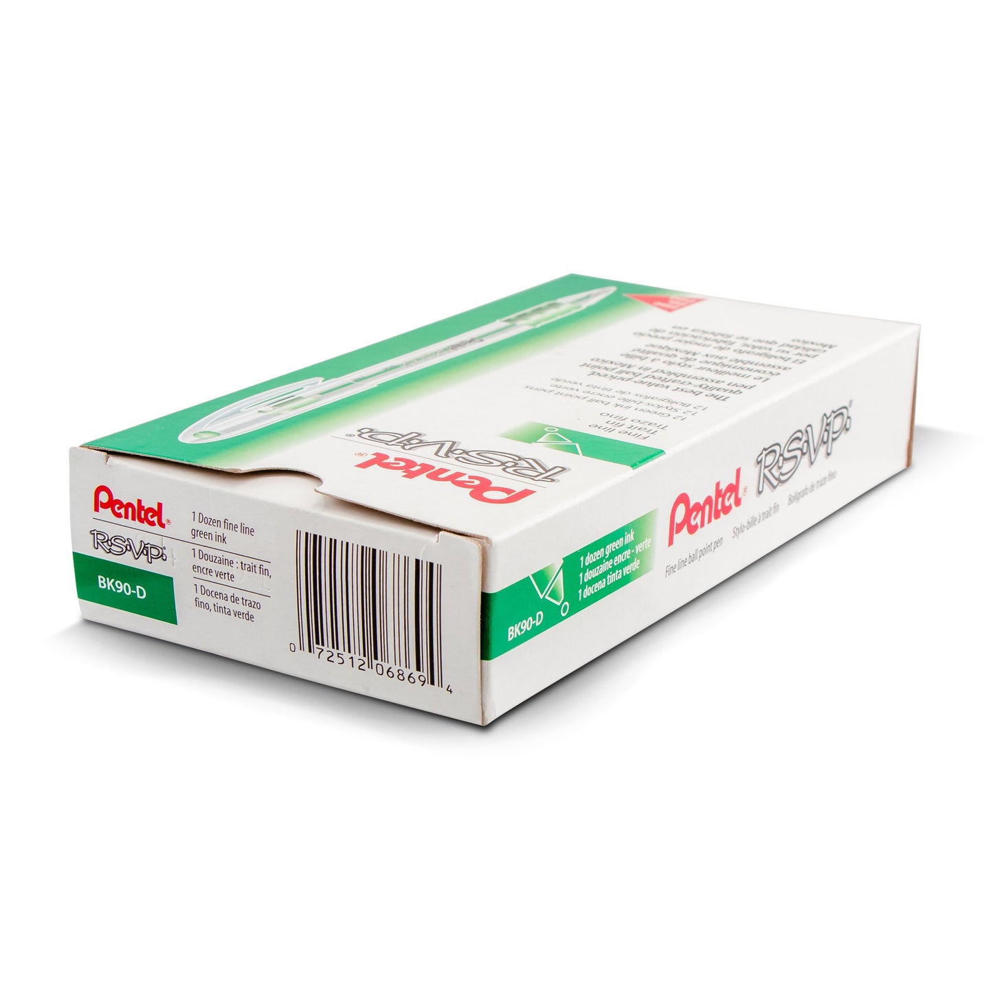 Pentel RSVP Ballpoint Pen, (0.7mm) Fine Line, Green Ink (BK90-D)