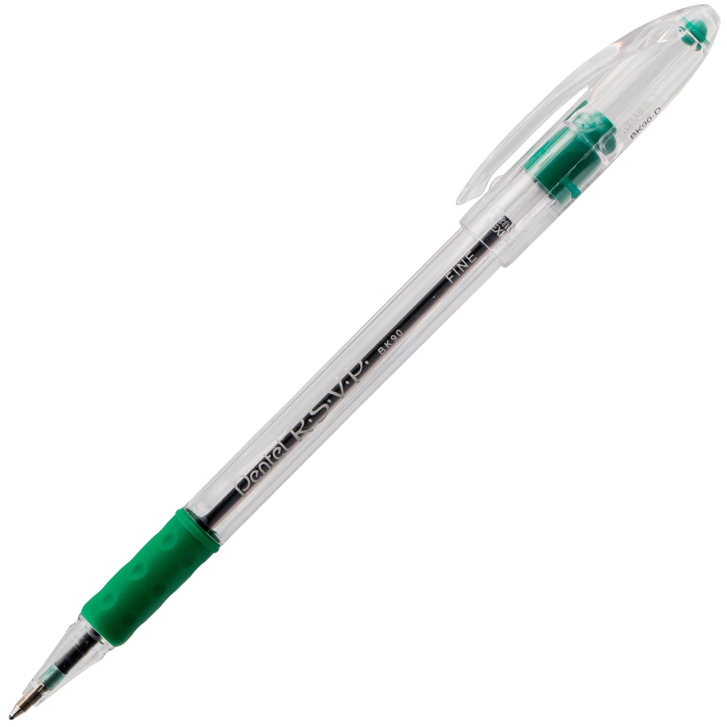 Pentel RSVP Ballpoint Pen, (0.7mm) Fine Line, Green Ink (BK90-D)