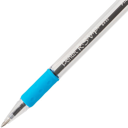 RSVP Ballpoint Pen, (0.7mm) Fine Line, Sky Blue Ink (BK90-S)