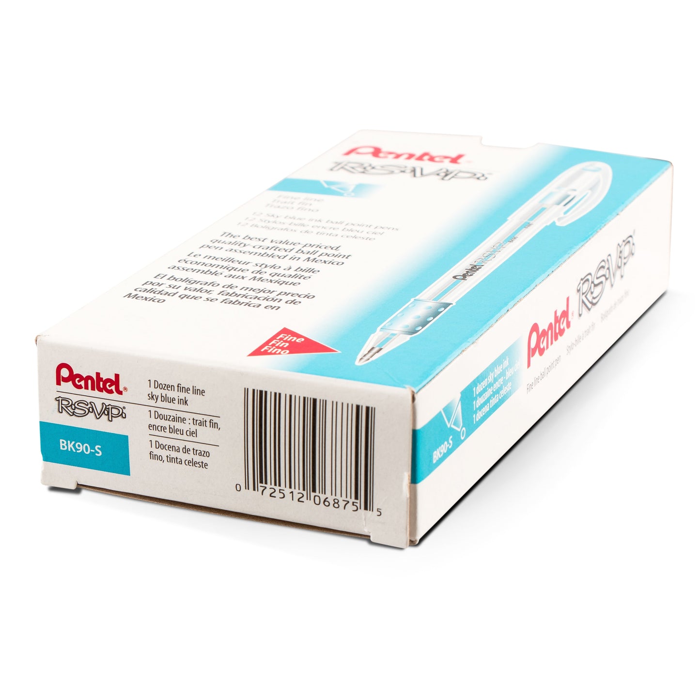 RSVP Ballpoint Pen, (0.7mm) Fine Line, Sky Blue Ink (BK90-S)