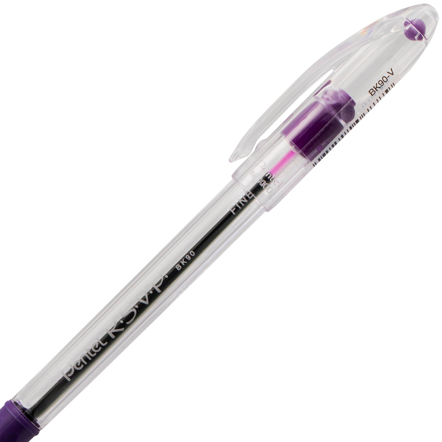 Pentel RSVP Ballpoint Pen, (0.7mm) Fine Line, Violet Ink (BK90-V), 48 Dozen