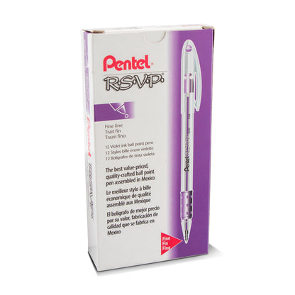 Pentel RSVP Ballpoint Pen, (0.7mm) Fine Line, Violet Ink (BK90-V), 48 Dozen