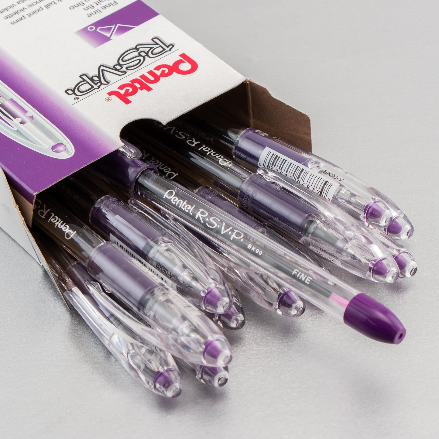 Pentel RSVP Ballpoint Pen, (0.7mm) Fine Line, Violet Ink (BK90-V), 48 Dozen