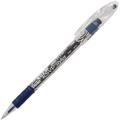 Pentel RSVP STYLUS Ballpoint Pen, (0.7mm) Fine Line, Blue Ink (BK90L-C), 48 Dozen