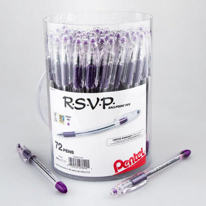 RSVP Ballpoint Pen, (0.7mm) Fine Line, Violet Ink, 72-pk Canister (BK90PC72V)