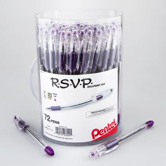 RSVP Ballpoint Pen, (0.7mm) Fine Line, Violet Ink, 72-pk Canister (BK90PC72V)