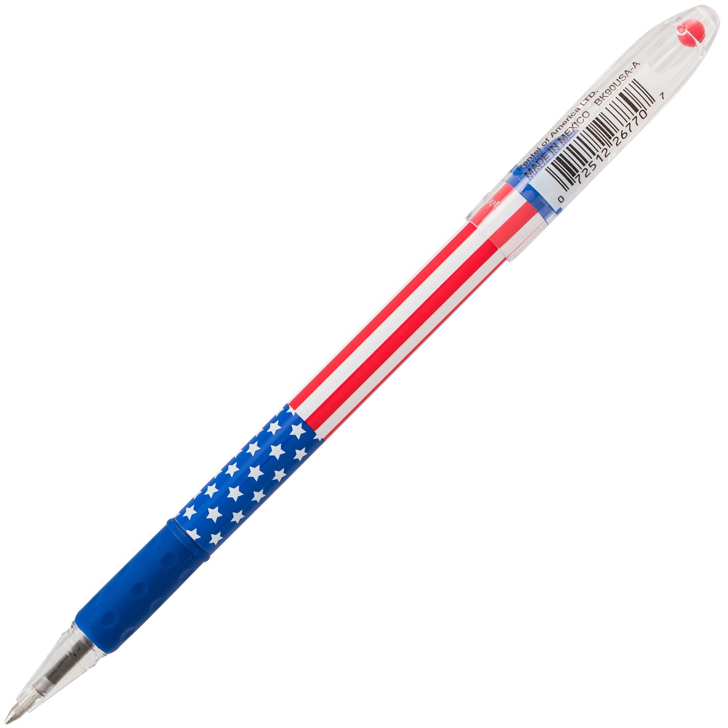 Pentel RSVP Ballpoint Pen, (0.7mm) Fine Line, Flag Barrel, Black Ink (BK90USA-A)