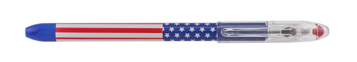 Pentel RSVP Ballpoint Pen, (0.7mm) Fine Line, Flag Barrel, Black Ink (BK90USA-A)