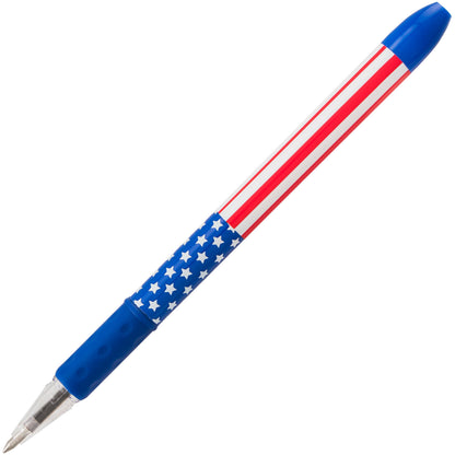 Pentel RSVP Ballpoint Pen, (0.7mm) Fine Line, Flag Barrel, Black Ink (BK90USA-A)