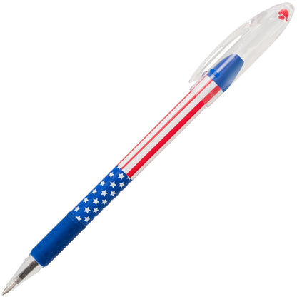 Pentel RSVP Ballpoint Pen, (0.7mm) Fine Line, Flag Barrel, Black Ink (BK90USA-A)