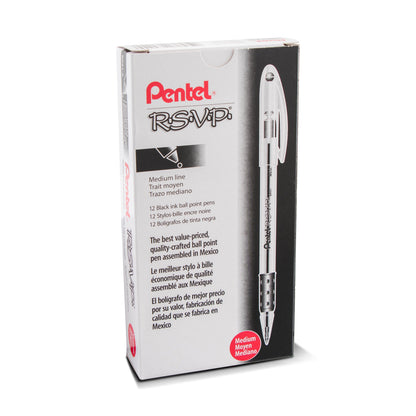 Pentel RSVP Ballpoint Pen, (1.0mm) Medium Line, Black Ink (BK91-A), 48 Dozen