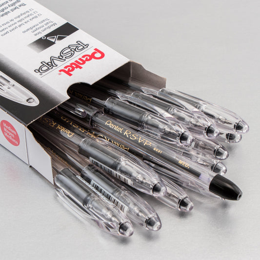 Pentel RSVP Ballpoint Pen, (1.0mm) Medium Line, Black Ink (BK91-A), 48 Dozen