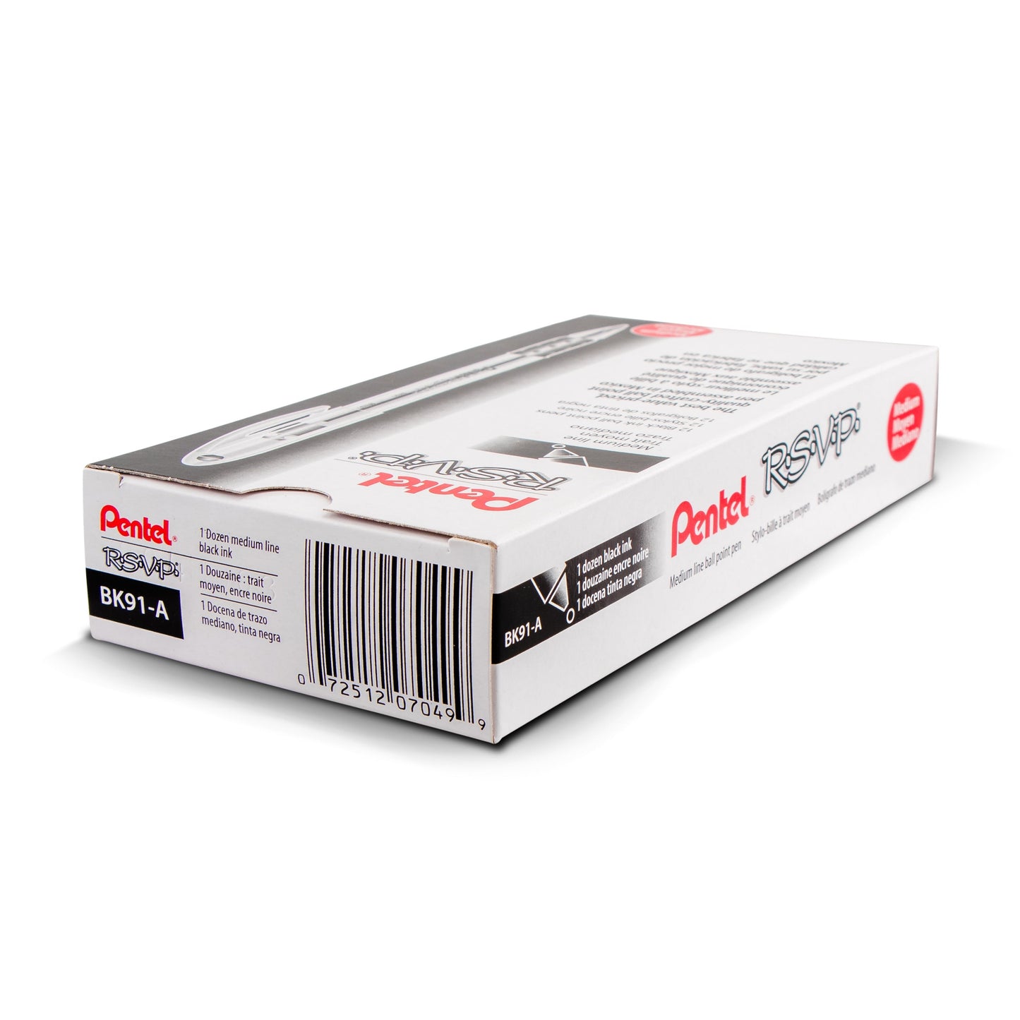 Pentel RSVP Ballpoint Pen, (1.0mm) Medium Line, Black Ink (BK91-A), 48 Dozen