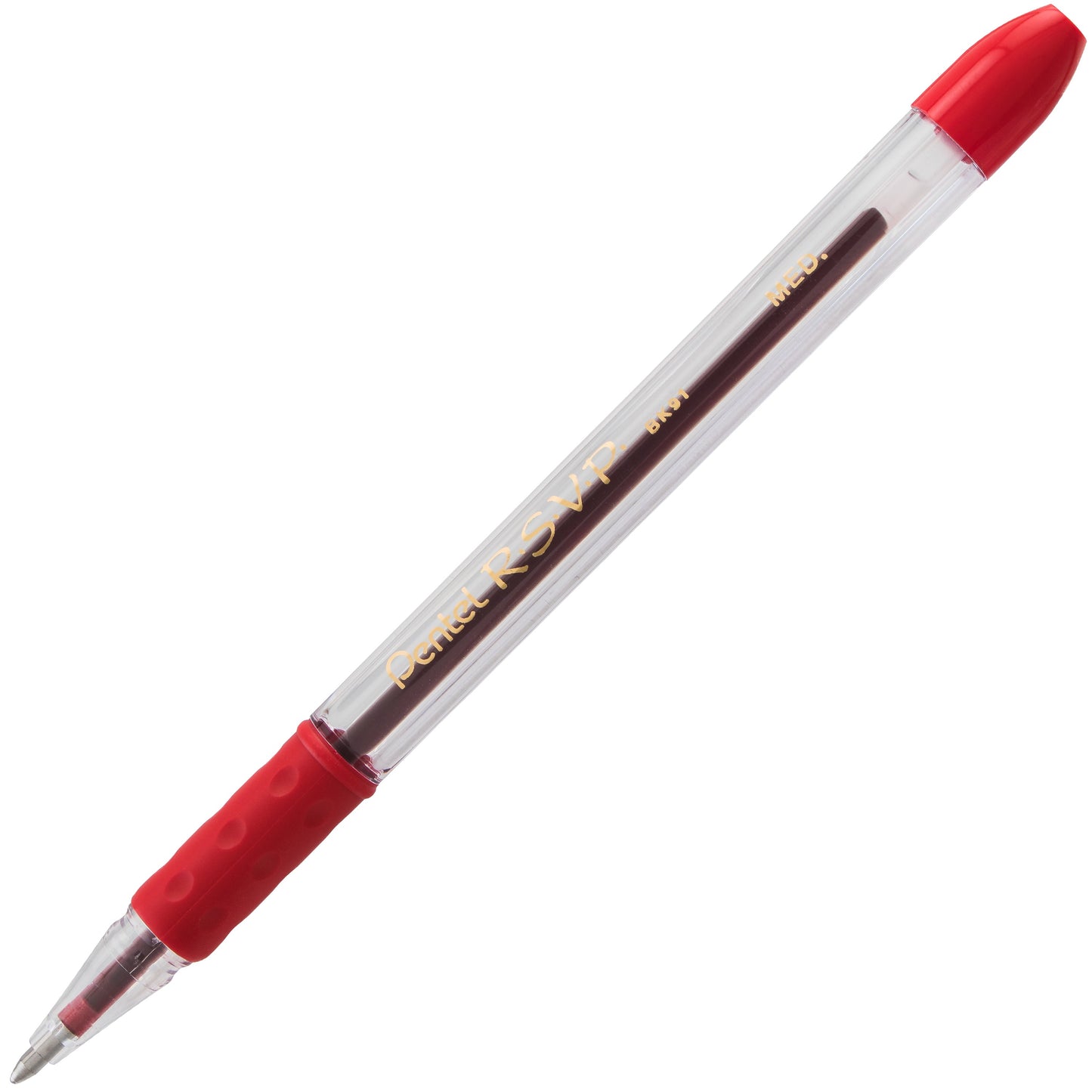 RSVP Ballpoint Pen, (1.0mm) Medium Line, Red Ink (BK91-B)