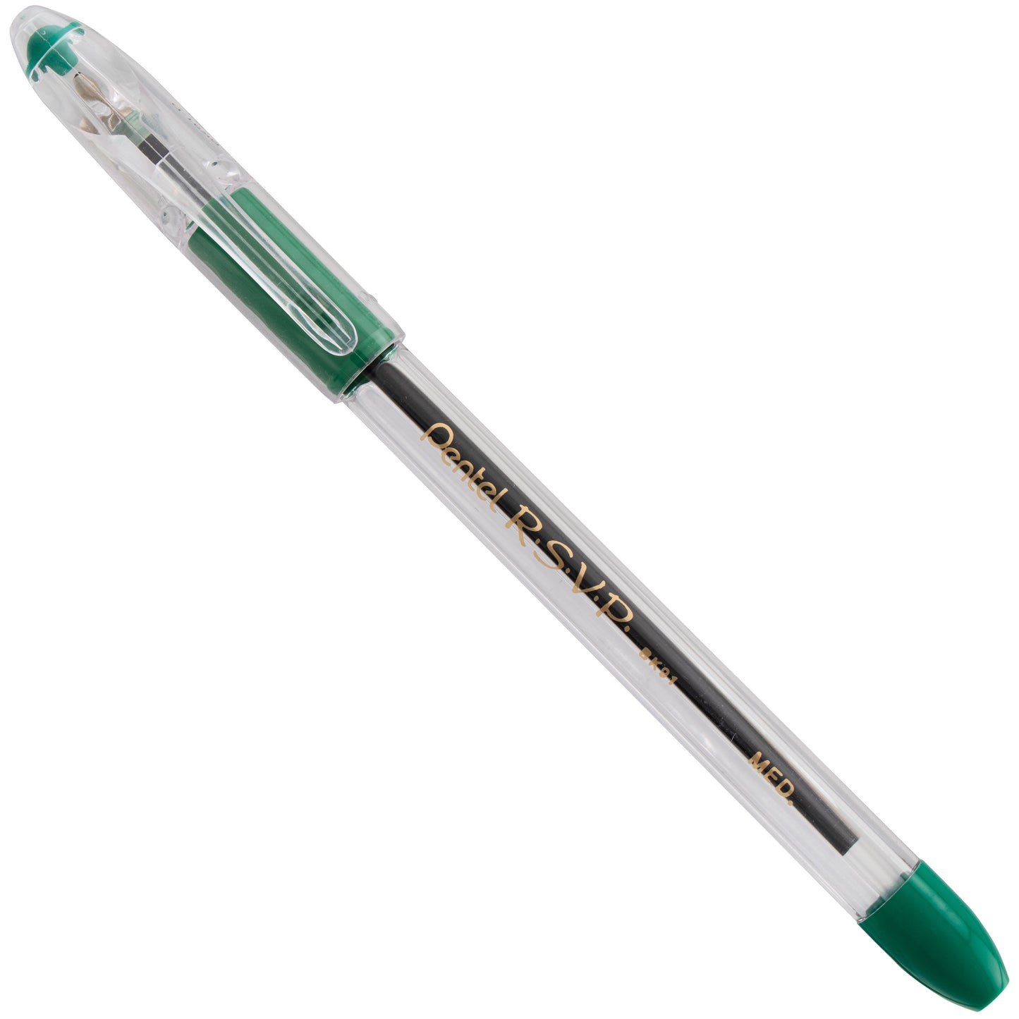 Pentel RSVP Ballpoint Pen, (1.0mm) Medium Line, Green Ink (BK91-D)